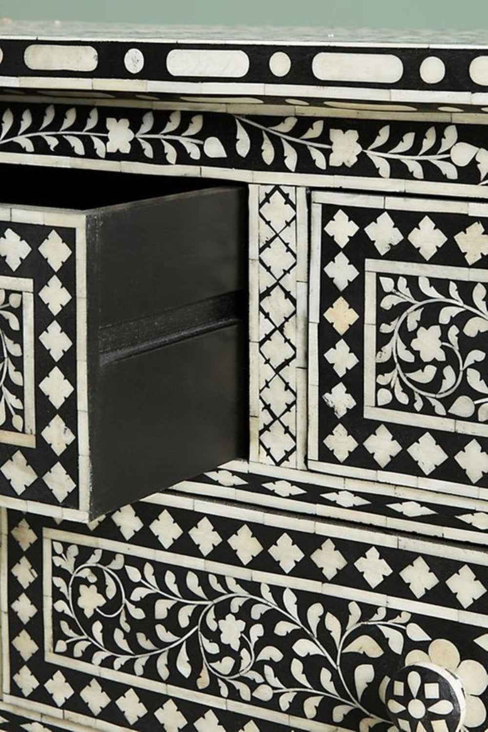 Handmade Bone Inlay Chest of Seven Drawers | Entryway Storage Table