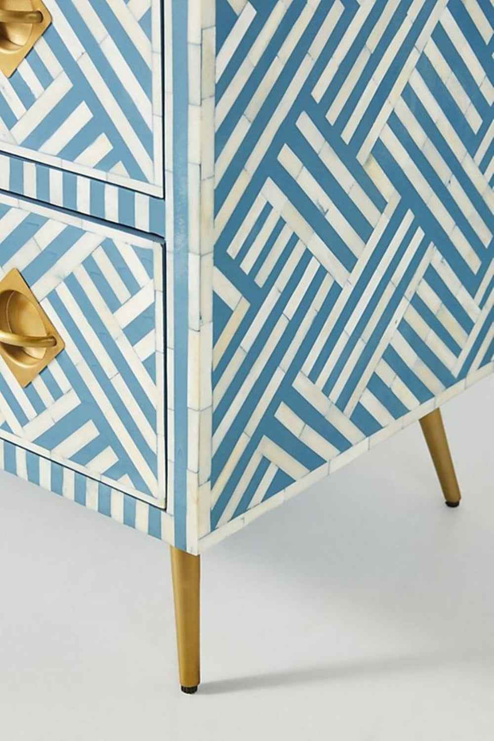 Handmade Exclusive Bone Inlay Optical Chest of Nine Drawers Dresser