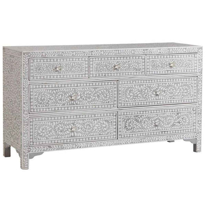 Handmade Bone Inlay Chest of Seven Drawers | Entryway Storage Table