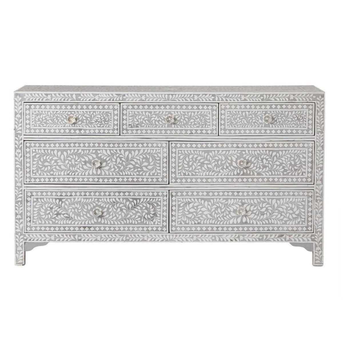 Handmade Bone Inlay Chest of Seven Drawers | Entryway Storage Table