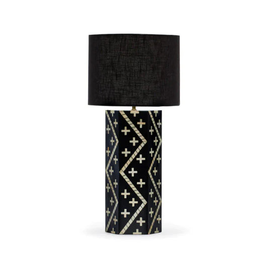 Zeus Black Table Lamp In Bone Inlay-hansa handicraft