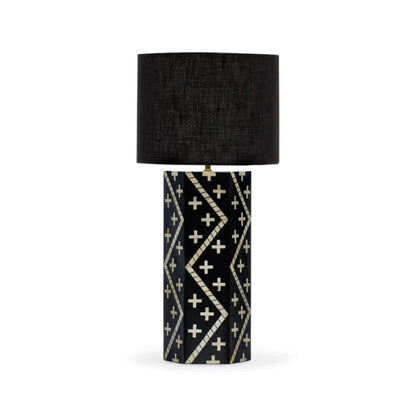 Zeus Black Table Lamp In Bone Inlay-hansa handicraft