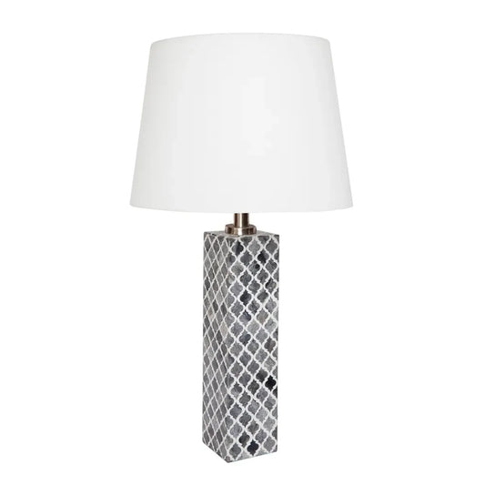 Table Lamp : Moroccan : Grey In Bone Inlay-hansa handicraft
