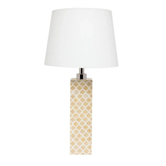 Table Lamp : Moroccan : Natural In Bone Inlay - hansa handicrafts
