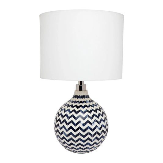 Table Lamp : Zig Zag : Blue In Bone Inlay -hansa handicraft