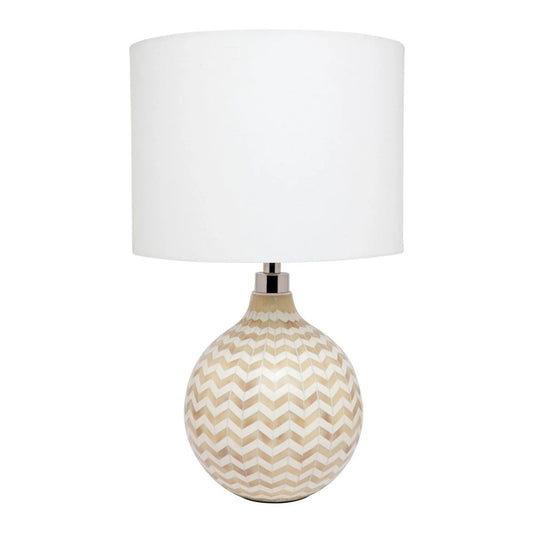 Table Lamp : Zig Zag : Natural In Bone Inlay-hansa handicraft