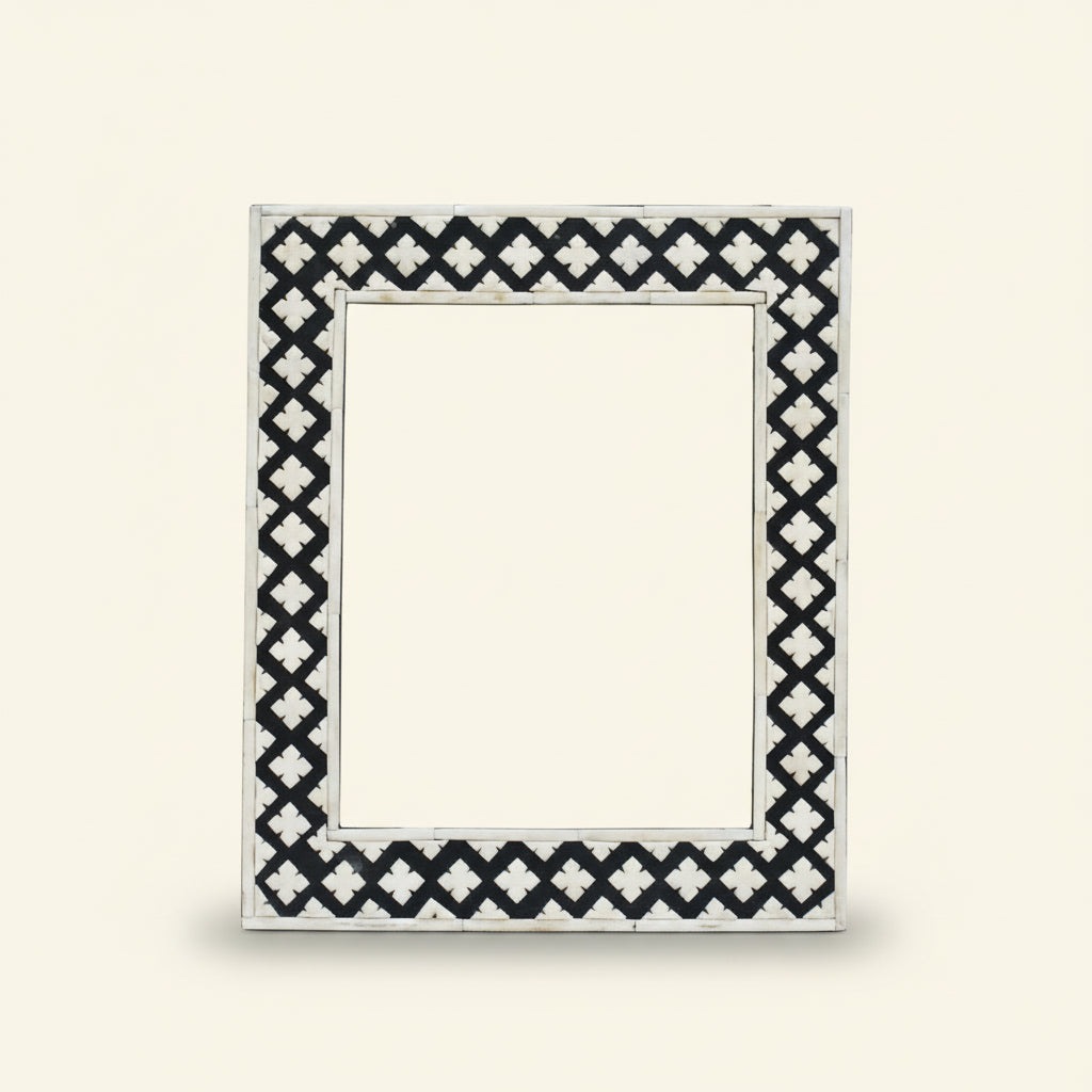 Bone Inlay Mirror Frame Handmade Decor Floral Design Wood Frame Entryway, Hallway, Living Room, Closet Mirror - Hansa Handicraft
