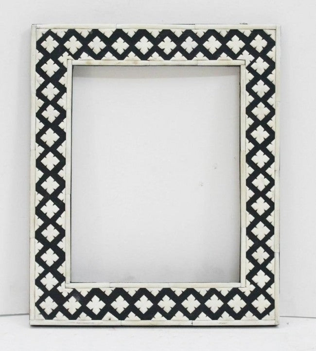 Bone Inlay Mirror Frame Handmade Decor Floral Design Wood Frame Entryway, Hallway, Living Room, Closet Mirror