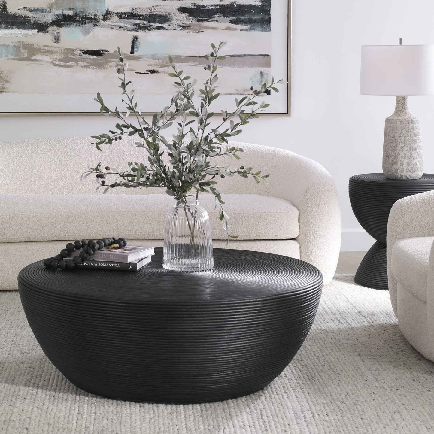 BONGO BLACK RATTAN COFFEE TABLE