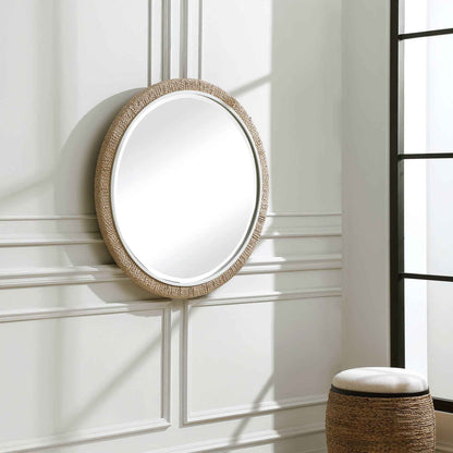BRAIDED BANANA LEAF ROUND MIRROR