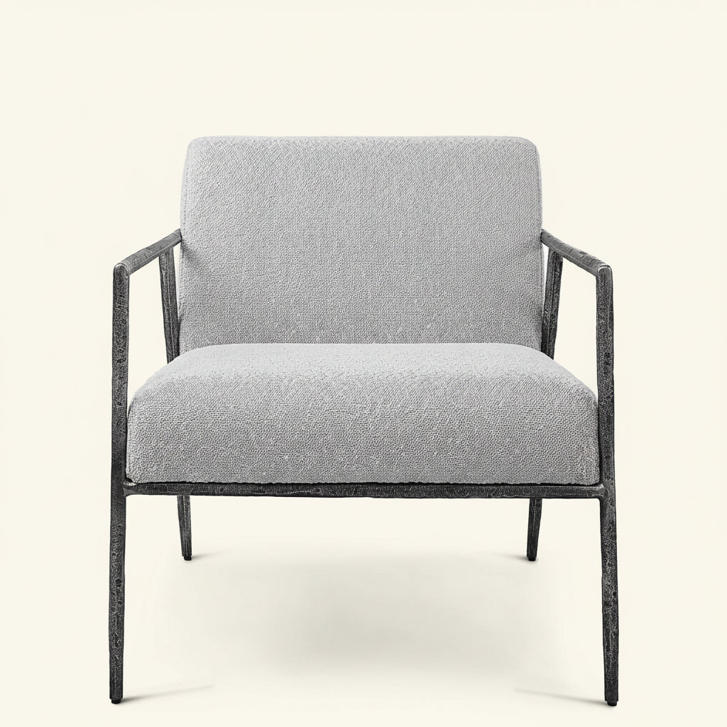 BRISBANE IVORY-GREY BOUCLE ACCENT CHAIR