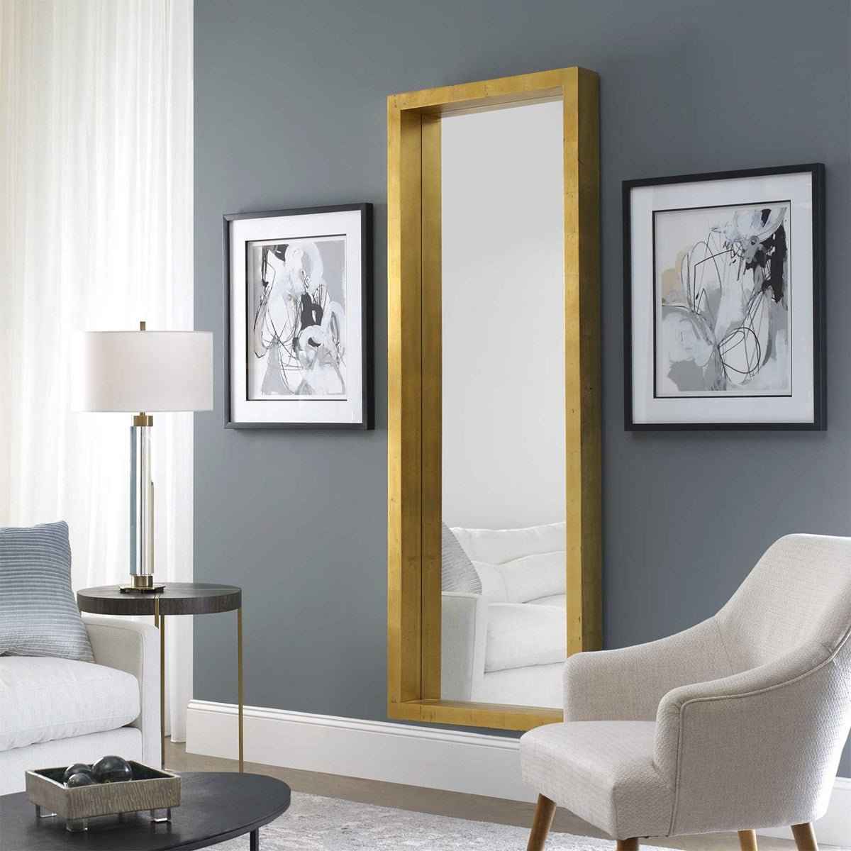 BRIXTON GOLD FLOOR MIRROR