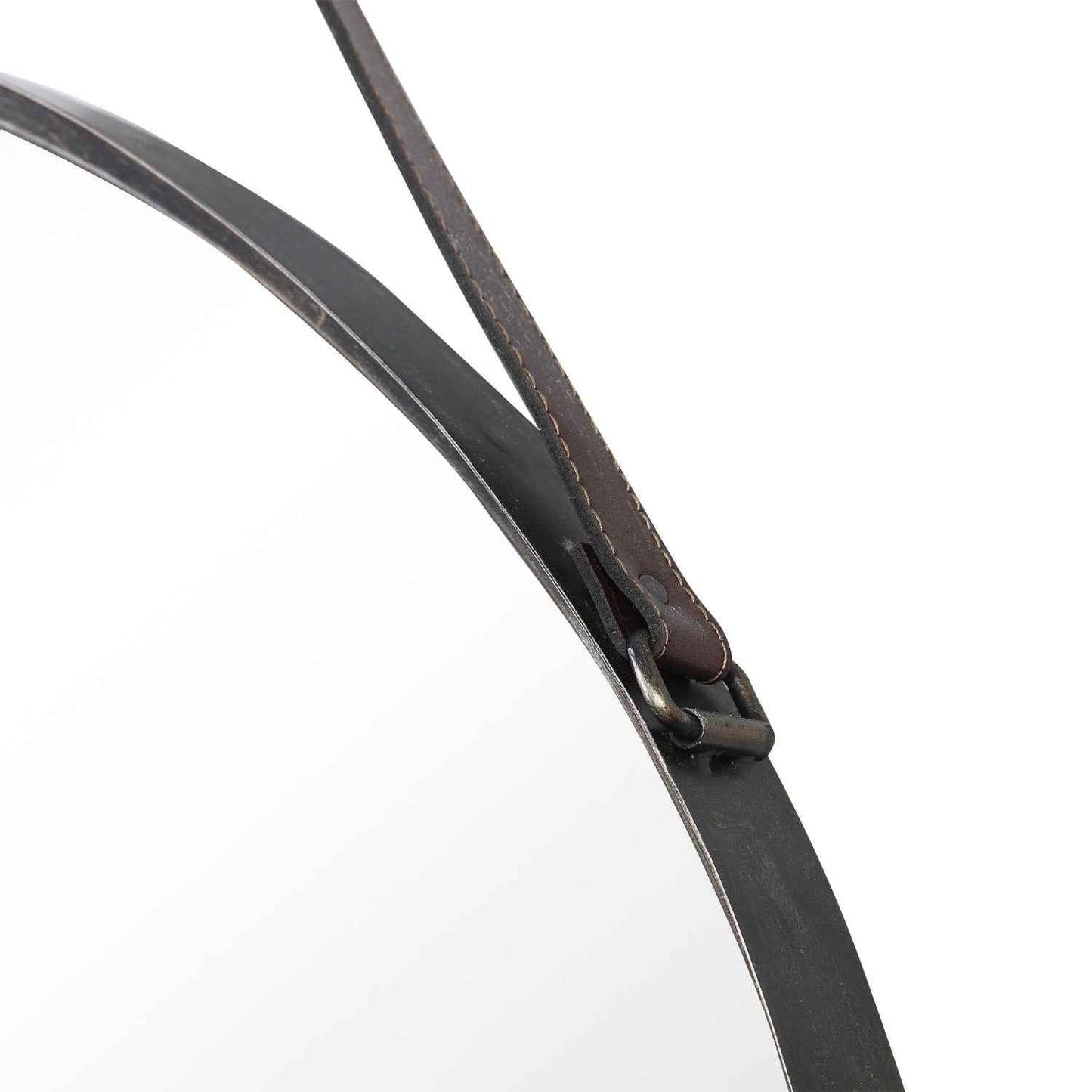 BUCKLE STRAP HANGING ROUND MIRROR