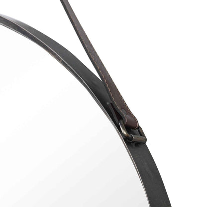 BUCKLE STRAP HANGING ROUND MIRROR