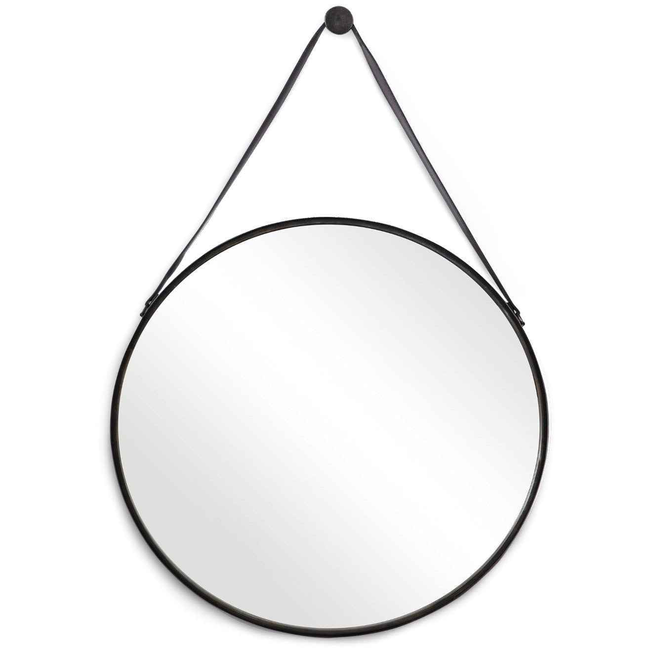BUCKLE STRAP HANGING ROUND MIRROR