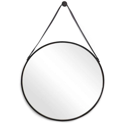 BUCKLE STRAP HANGING ROUND MIRROR