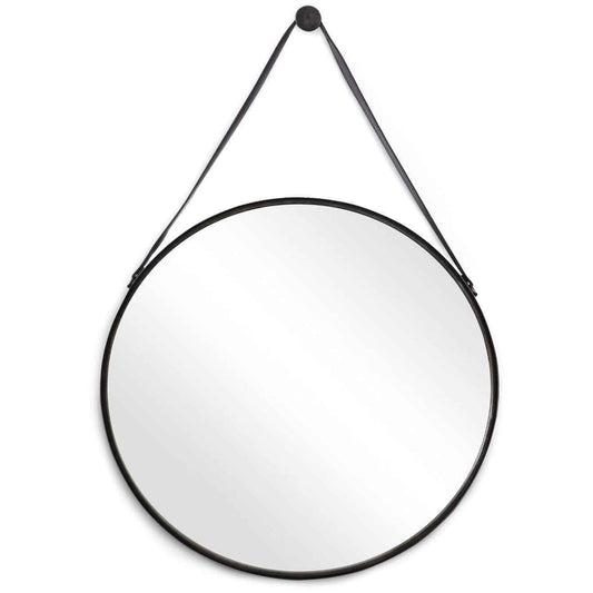 BUCKLE STRAP HANGING ROUND MIRROR
