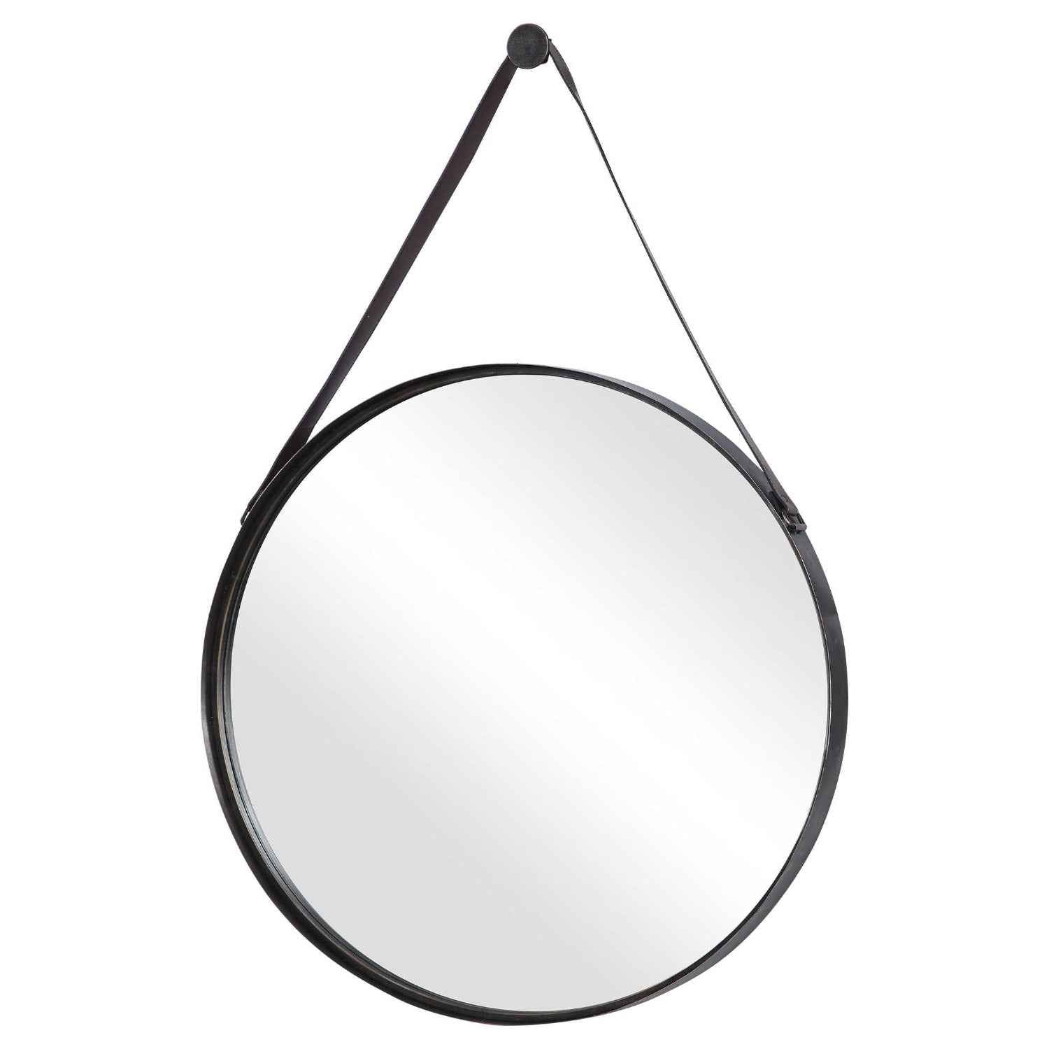 BUCKLE STRAP HANGING ROUND MIRROR