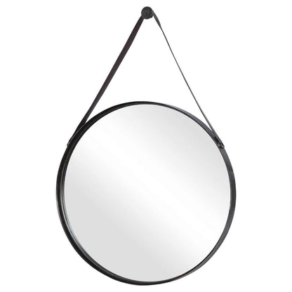 BUCKLE STRAP HANGING ROUND MIRROR