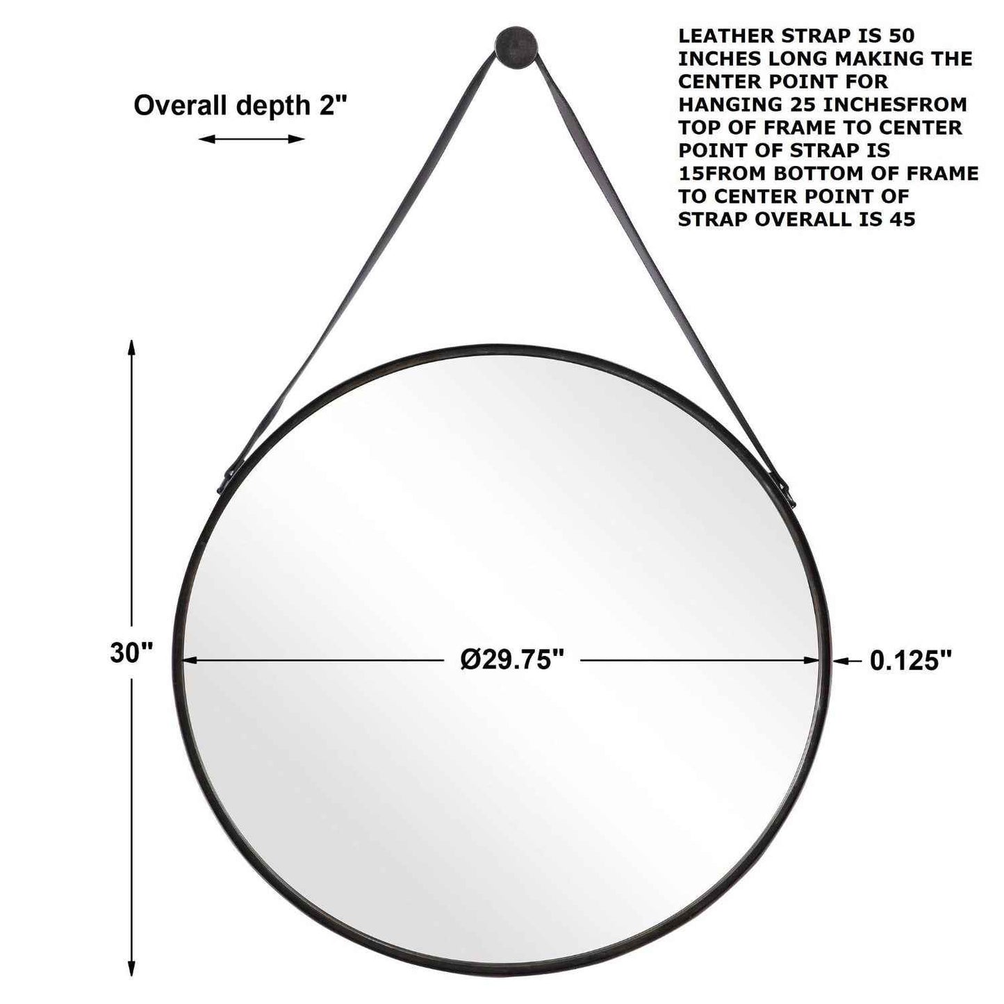 BUCKLE STRAP HANGING ROUND MIRROR