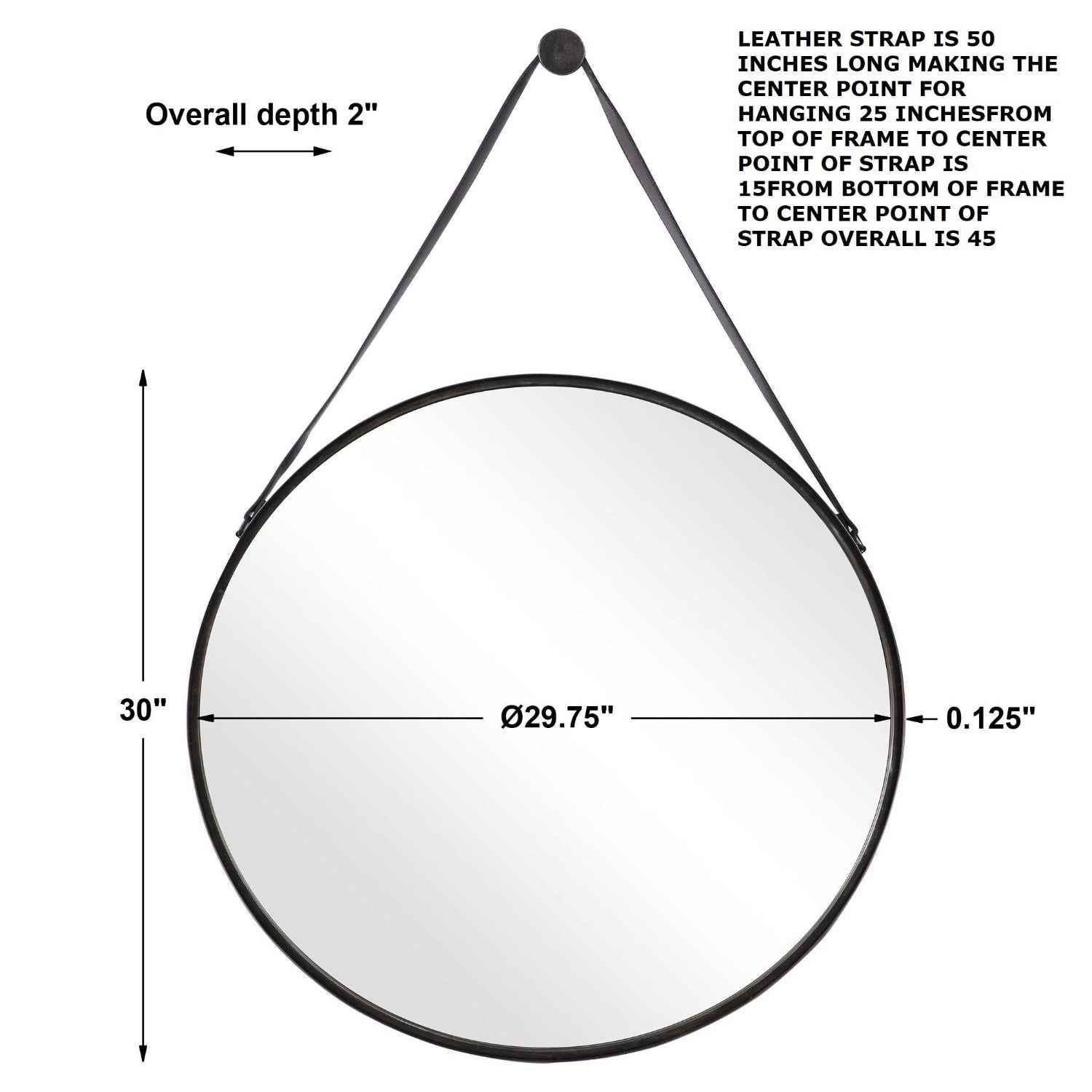 BUCKLE STRAP HANGING ROUND MIRROR