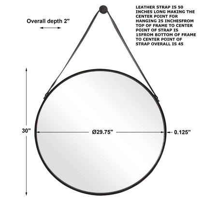 BUCKLE STRAP HANGING ROUND MIRROR