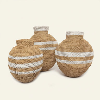 BUHERA BASKETS | FAIR TRADE | NATURAL + WHITE | 3 SIZES