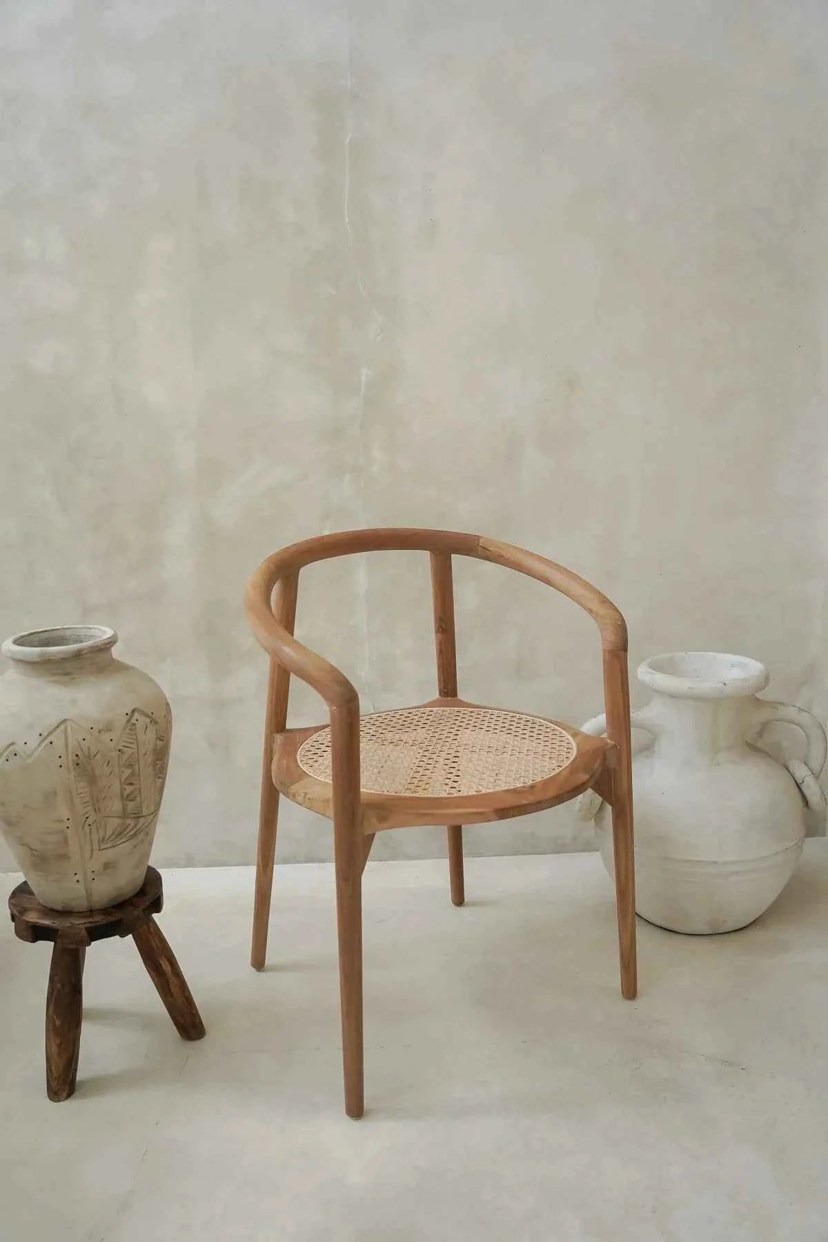 BULAT RATTAN + TEAK DINING CHAIR | NATURAL | SET OF 2