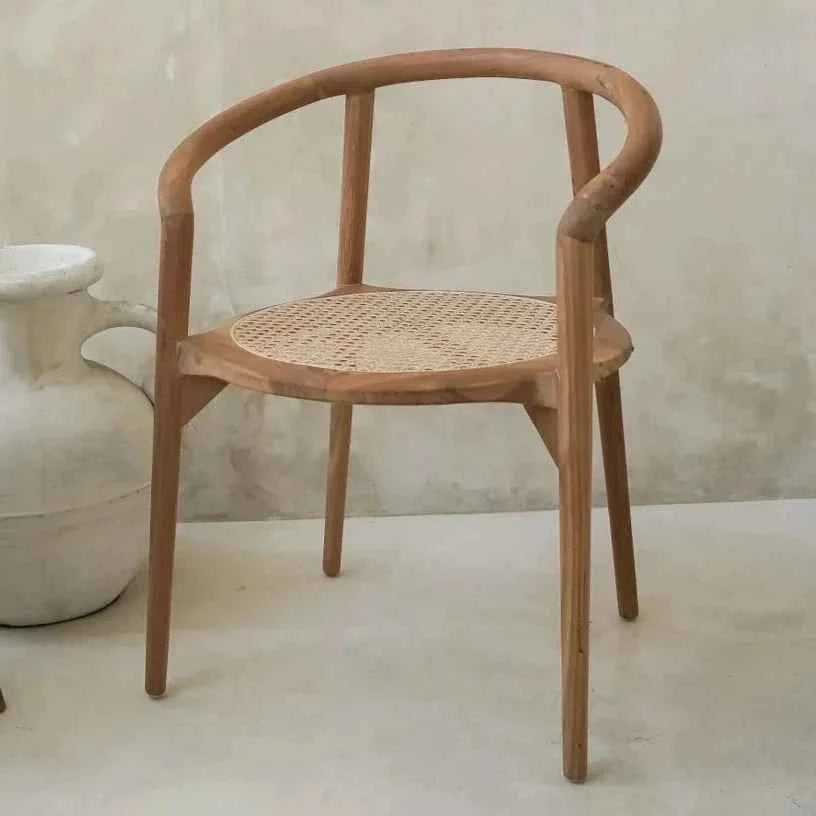 BULAT RATTAN + TEAK DINING CHAIR | NATURAL | SET OF 2