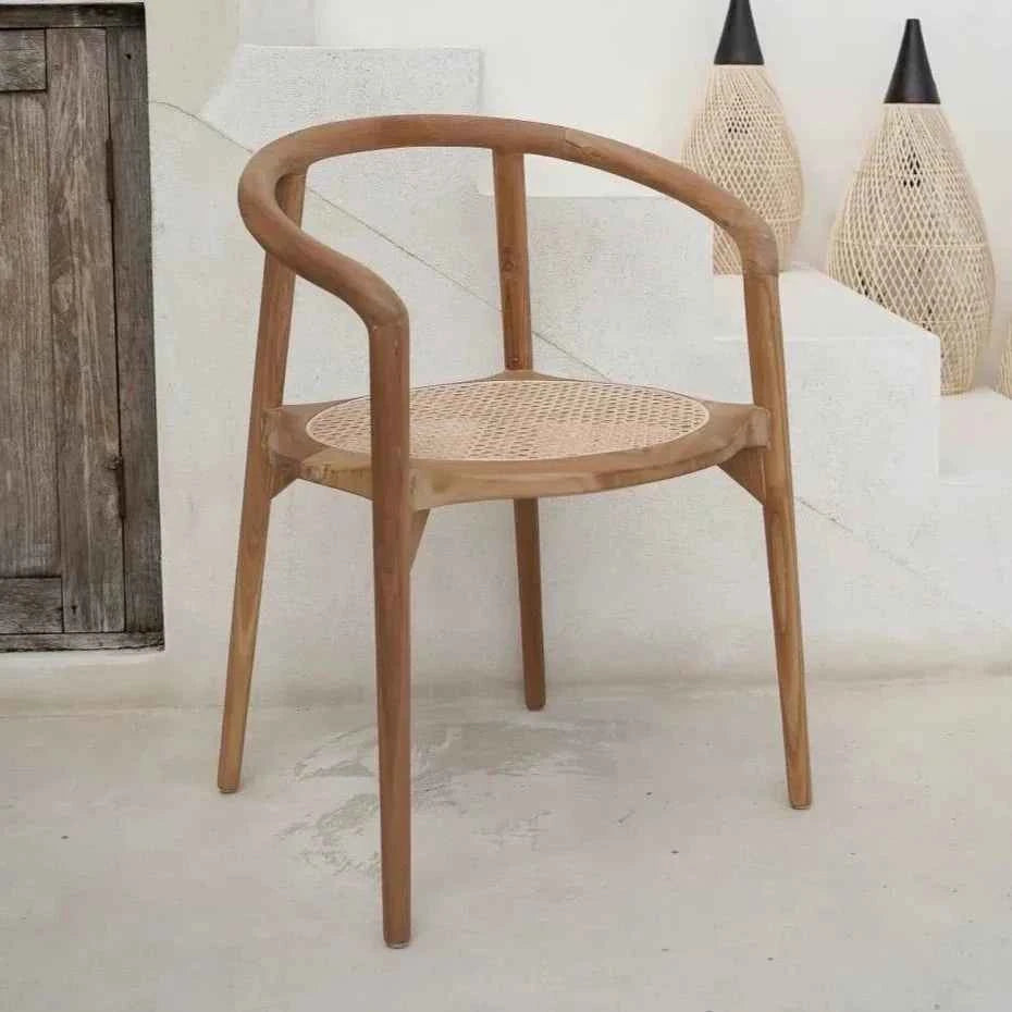 BULAT RATTAN + TEAK DINING CHAIR | NATURAL | SET OF 2