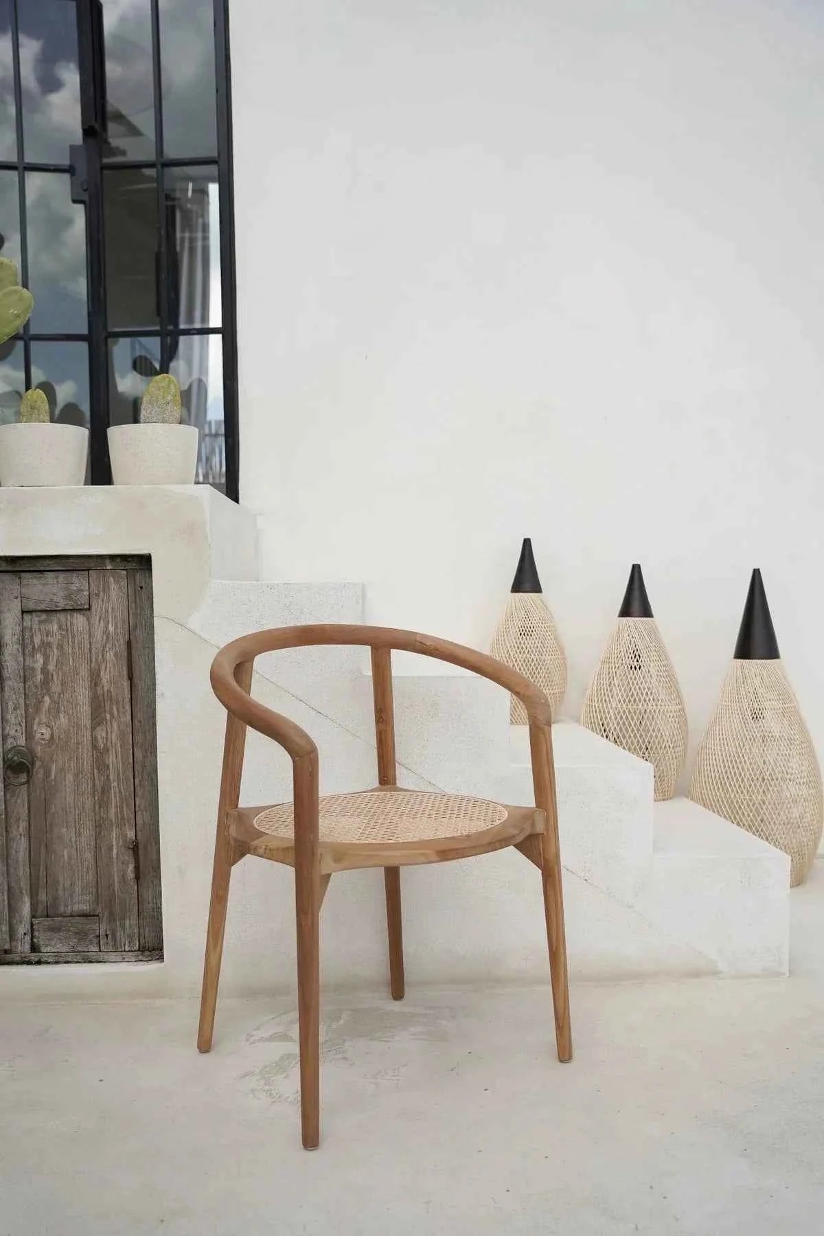 BULAT RATTAN + TEAK DINING CHAIR | NATURAL | SET OF 2