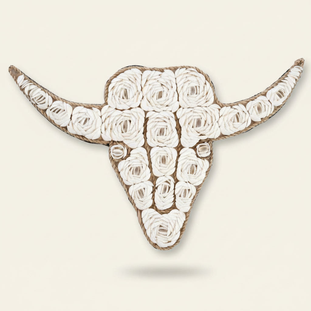 BULL SHELL WALL ART | WHITE