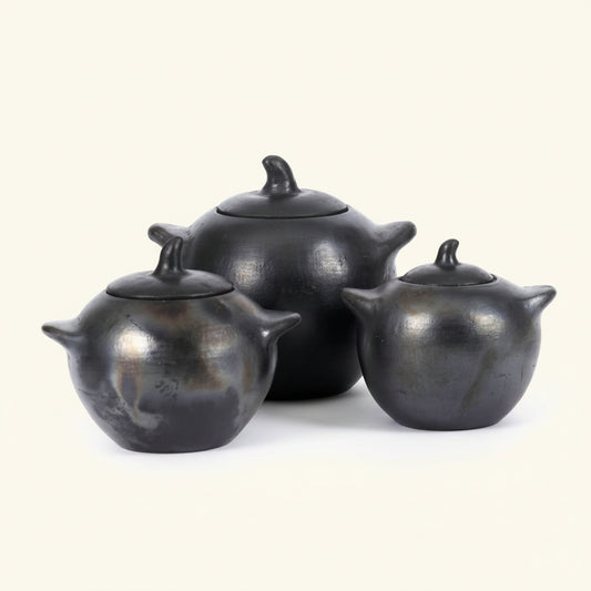 BURNED JAR WITH LID | BLACK | 3 SIZES