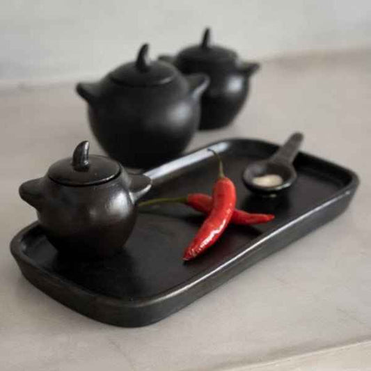 BURNED SERVING PLATE | BLACK