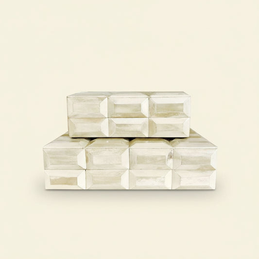 Natural White Bone Tile Boxes