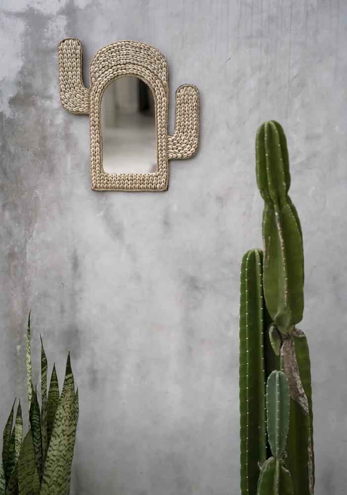CACTUS SHELL MIRROR | WALL ART | WHITE