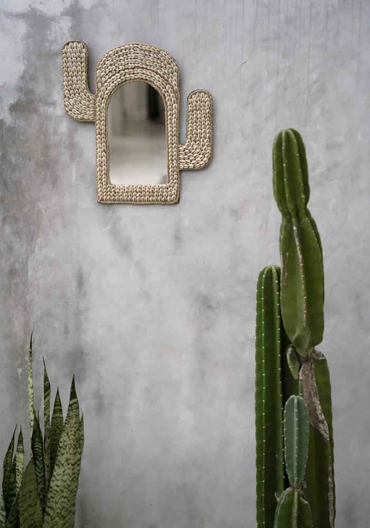 CACTUS SHELL MIRROR | WALL ART | WHITE