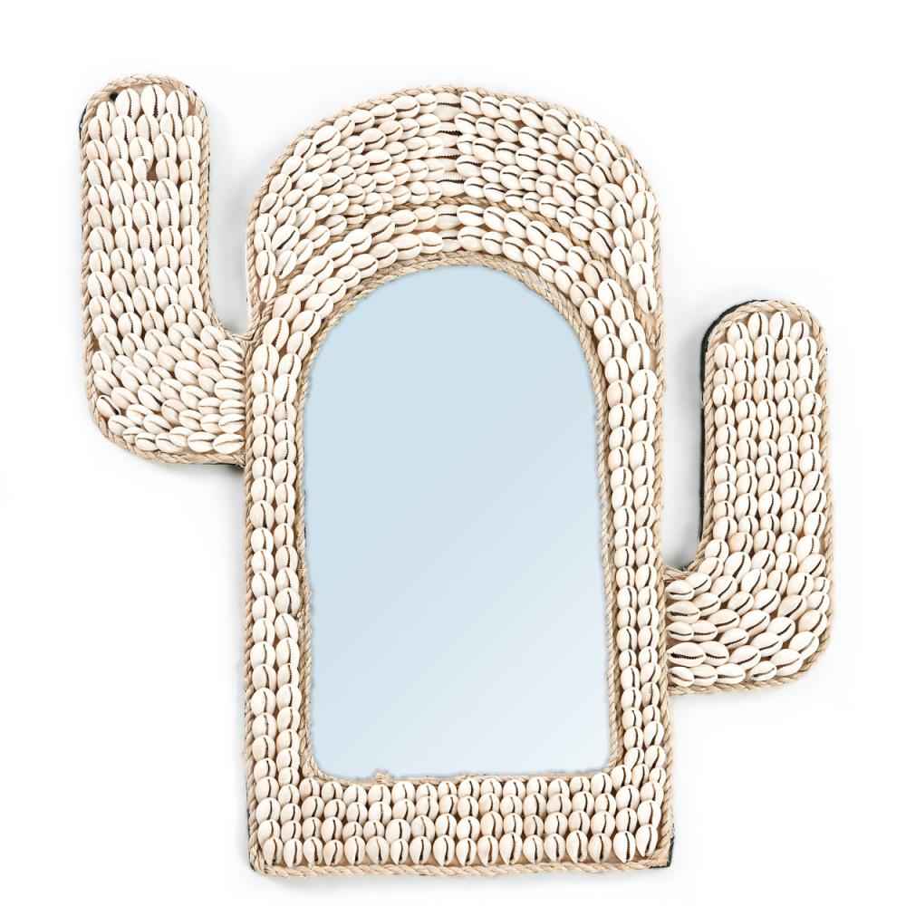 CACTUS SHELL MIRROR | WALL ART | WHITE