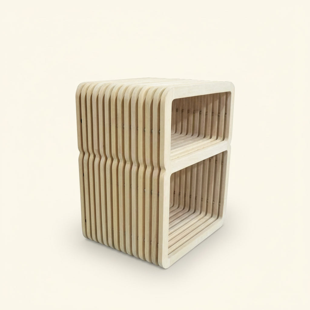 CAGE SIDE TABLE / BLOND OAK