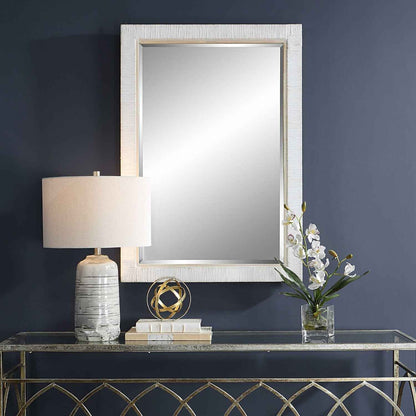 CAPE WHITEWASHED RATTAN WRAPPED MIRROR