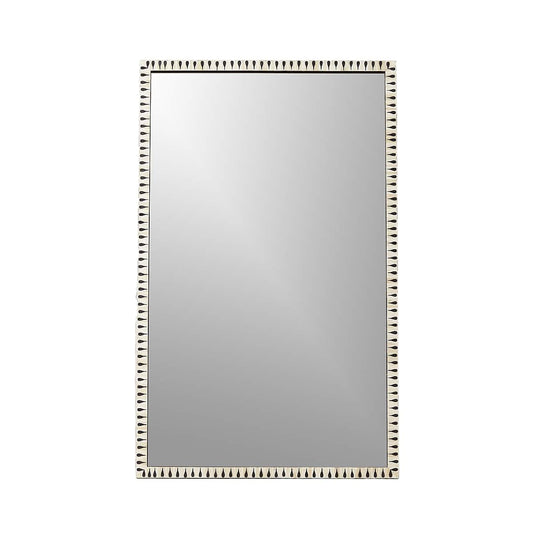 Bone Inlay Floor Mirror, Rectangle Curved Stainless Steel Mirror Caraway.