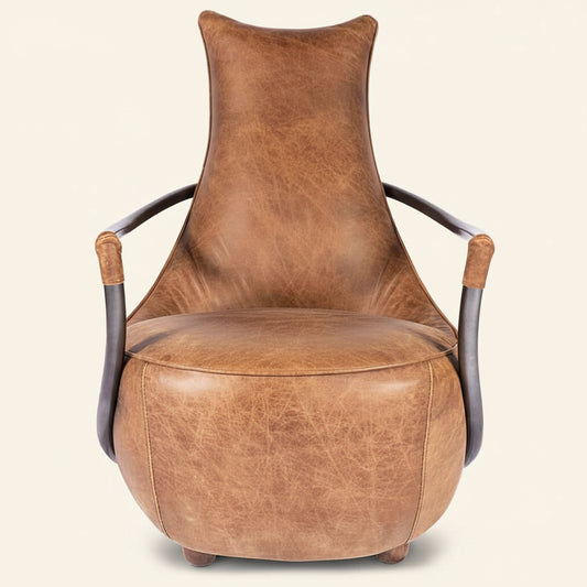 CARLISLE VINTAGE BROWN LEATHER CLUB CHAIR