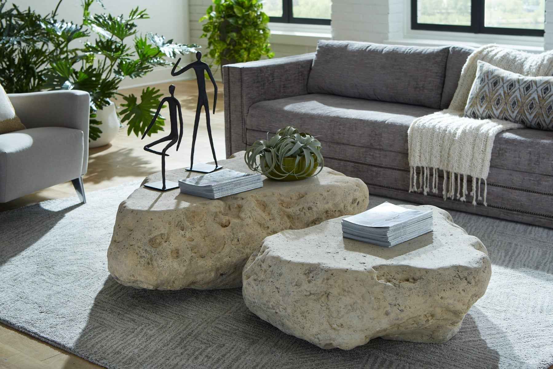 CAST STONE BOULDER INDOOR-OUTDOOR COFFEE TABLE