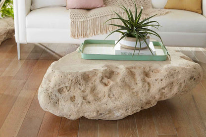 CAST STONE BOULDER INDOOR-OUTDOOR COFFEE TABLE