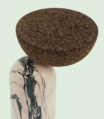 CELESTE SIDE TABLE | MARBLE BASE +DARK CORK TOP