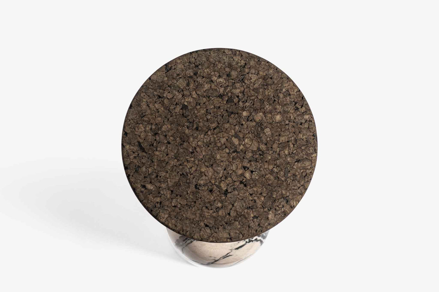 CELESTE SIDE TABLE | MARBLE BASE +DARK CORK TOP