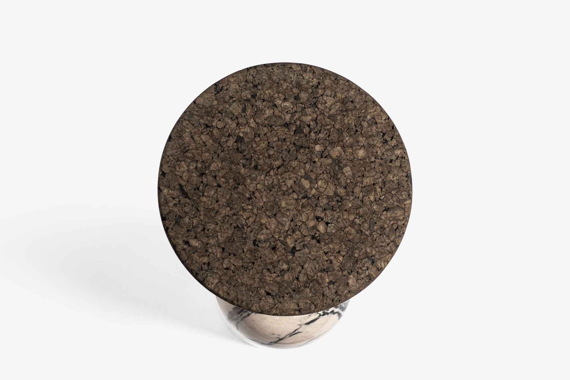 CELESTE SIDE TABLE | MARBLE BASE +DARK CORK TOP