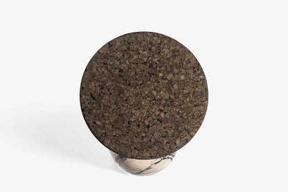 CELESTE SIDE TABLE | MARBLE BASE +DARK CORK TOP
