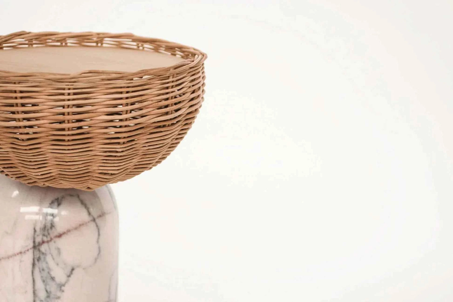 CELESTE SIDE TABLE | MARBLE BASE +WICKER BASKET