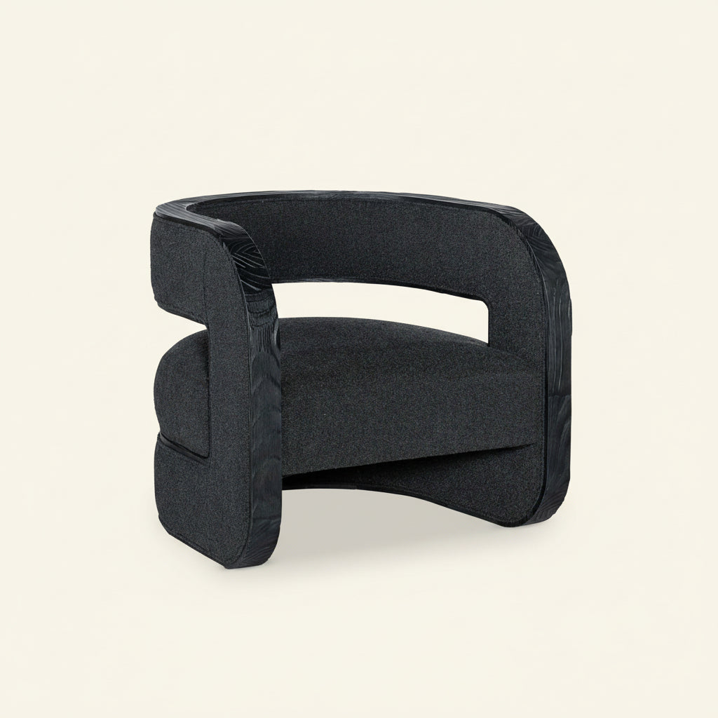 CHARRED BLACK SHOU SUGI BAN TRIMMED ACCENT CHAIR